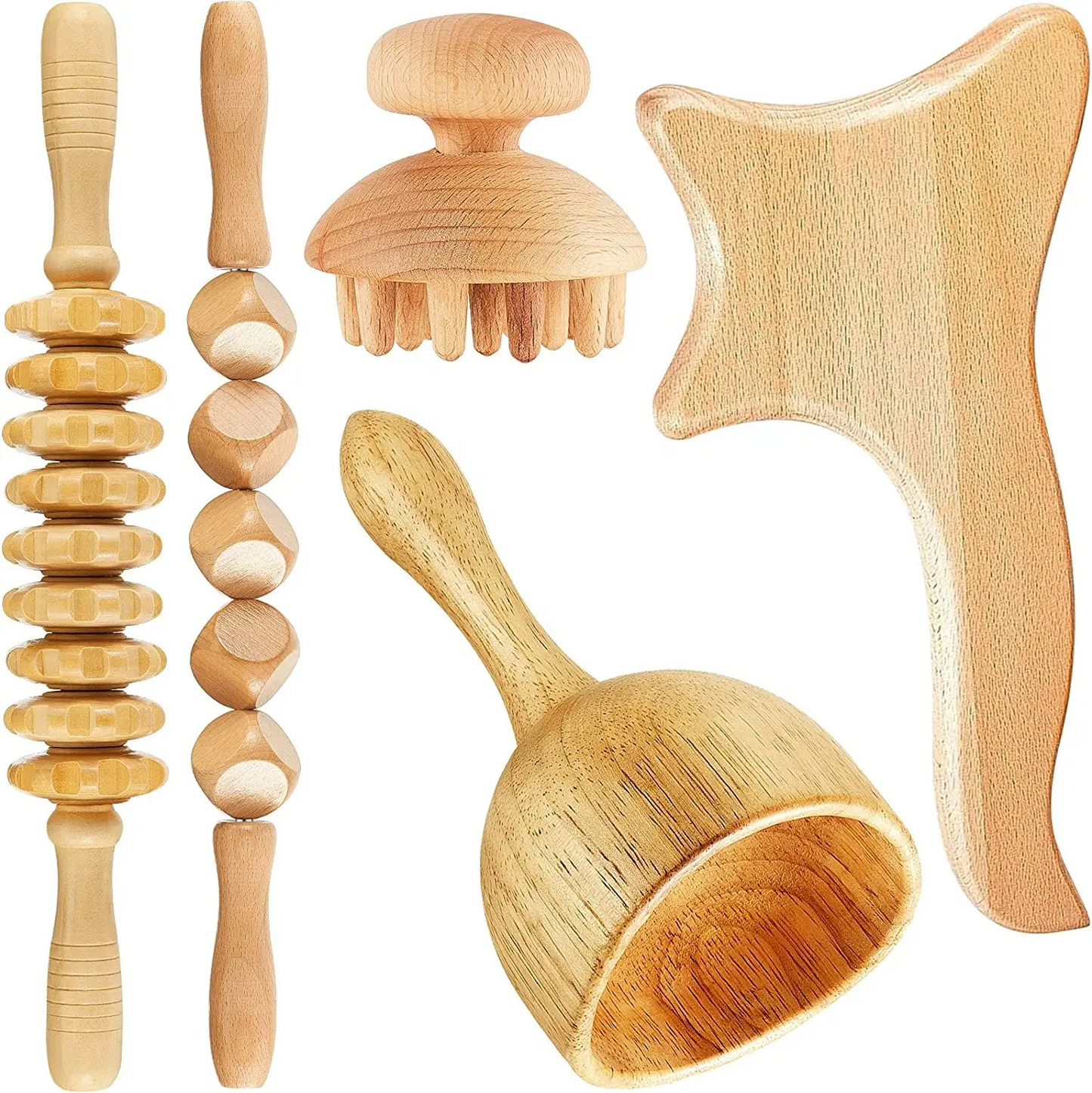 5 Piece Wood Therapy Kit- Lymphatic Tools