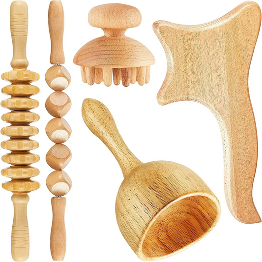 5 Piece Wood Therapy Kit- Lymphatic Tools